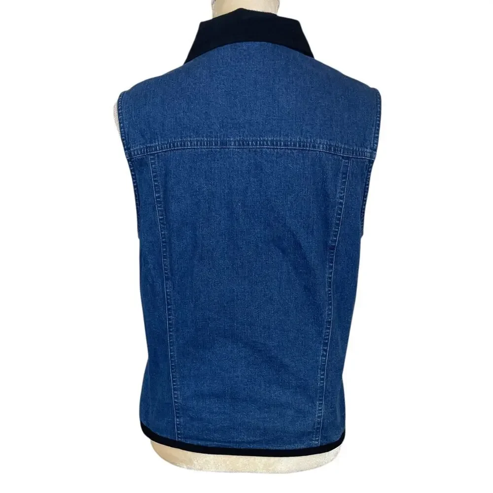 Talbots Button Front Denim Vest Blue Small Y2K Classic Professional Vintage Y2K